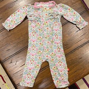 Magnetic Me Floral Baby Romper with Ruffle Details, size 6-9months
